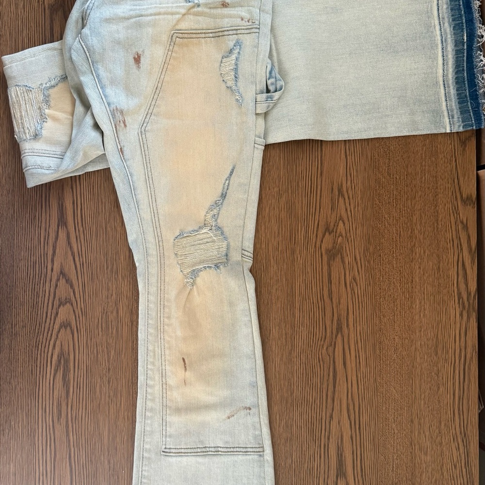Fashion Nova Blue Skinny Jeans with Distressed Vintage Look